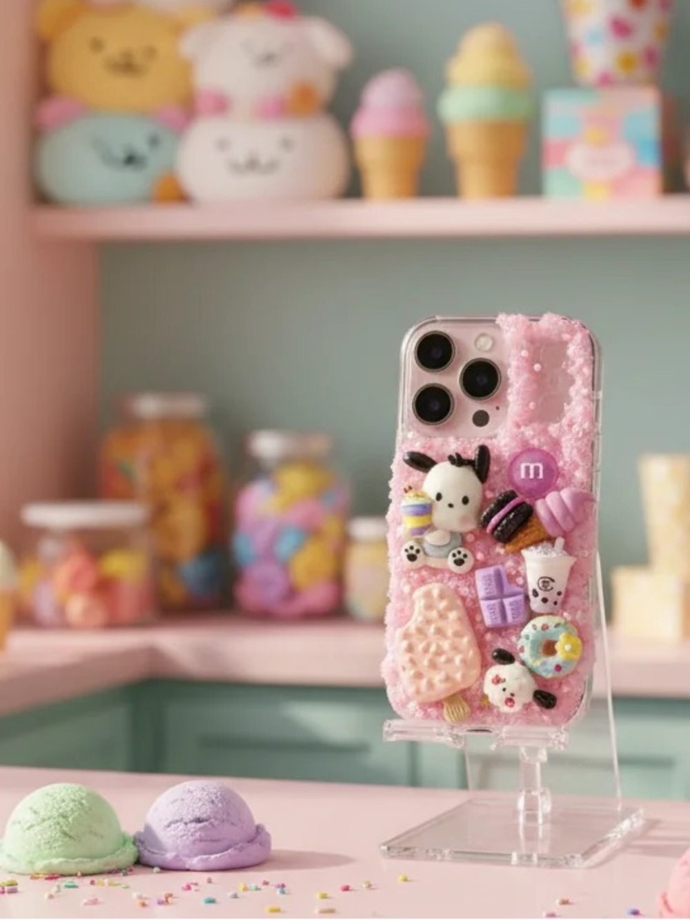 Hand Crafted Pink Kawaii Pochacco Dessert Phone Case